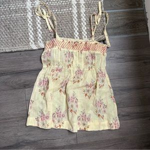 Free people yellow floral cami tube top tank top size medium